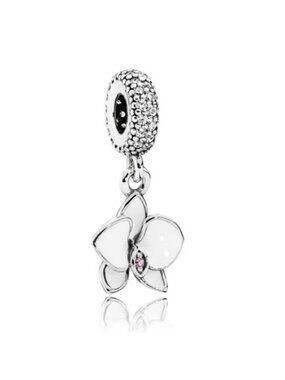Pandora Retired Sterling Silver Orchid Dangle 791554en12